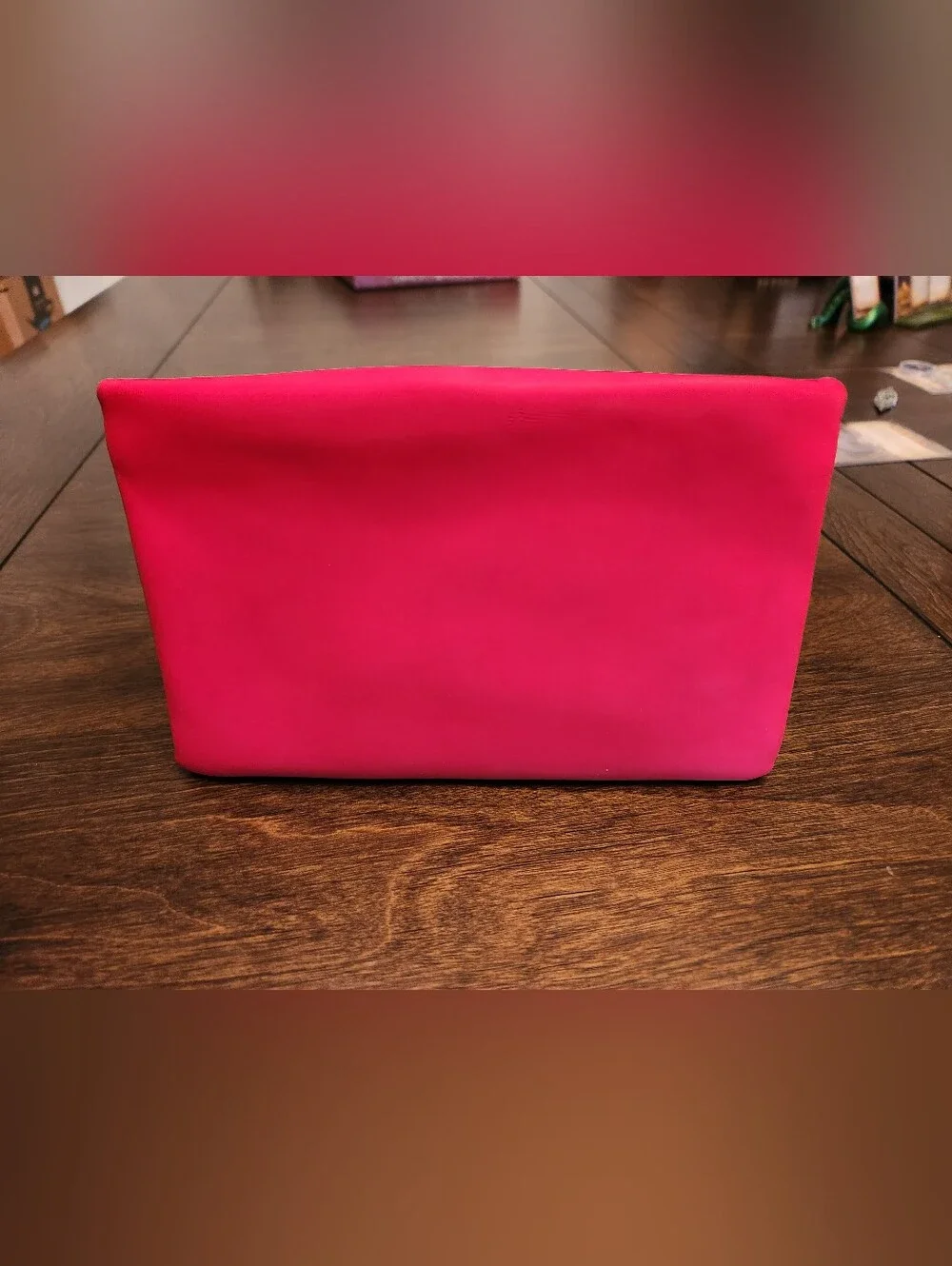 Dior Red Rubber Cosmetic Pouch Makeup Bag 7.5x5 Logo